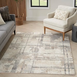 Eco-Friendly Ivory Multicolor 6 ft. x 9 ft. Abstract Contemporary Area Rug