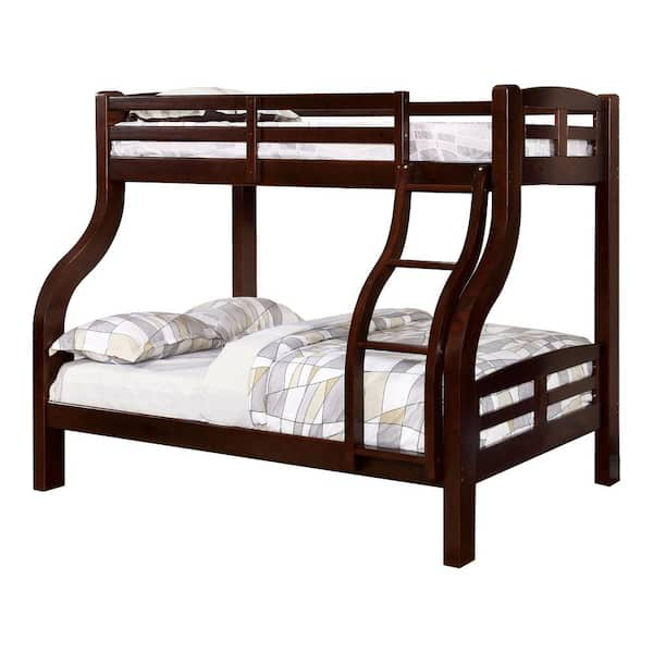 Furniture of America Amiel Dark Walnut Twin over Full Wood Bunk Bed IDF ...