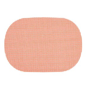 Fishnet 17 in. x 12 in. Burnt Coral PVC Covered Jute Oval Placemat (Set of 6)