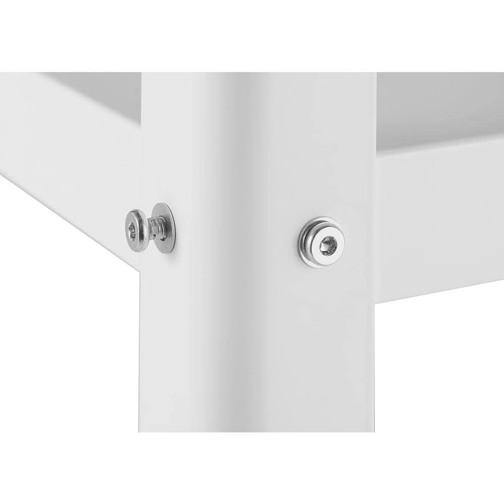 White Powder-Coated Metal Utility Cart with Adjustable Shelf