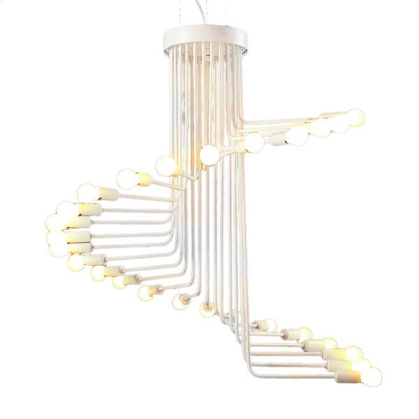 Warehouse of Tiffany 28 in. 20-Light Indoor Jayzee Gloss White Pendant Chandelier with Light Kit
