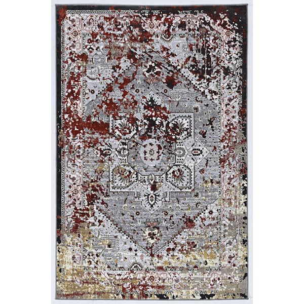 Elixir Gray 8 ft. x 10 ft. Contemporary Loomed Abstract Polyester Rectangle Indoor Area Rug