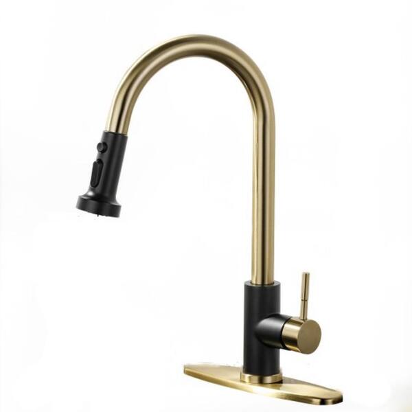 ALEASHA Single Handle Pull Down Sprayer Kitchen Sink Faucet in Matte