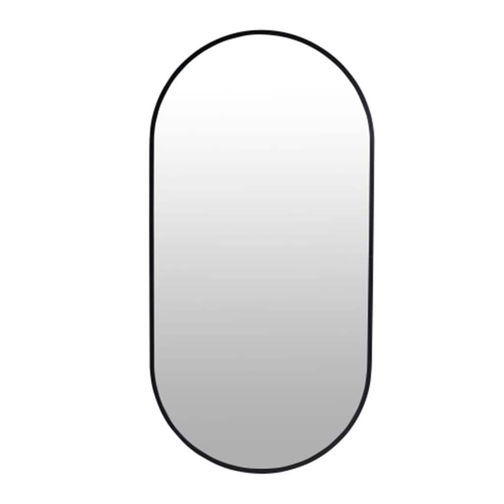 35 in. W x 18 in. H Small Oval Mirror Aluminum Frame Framed Wall Bathroom V