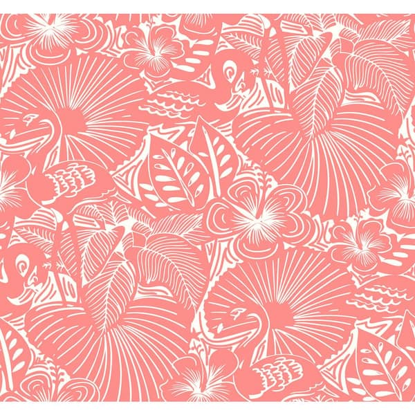 A-Street Prints Pink Idalia Floral Flamingo Wallpaper Sample