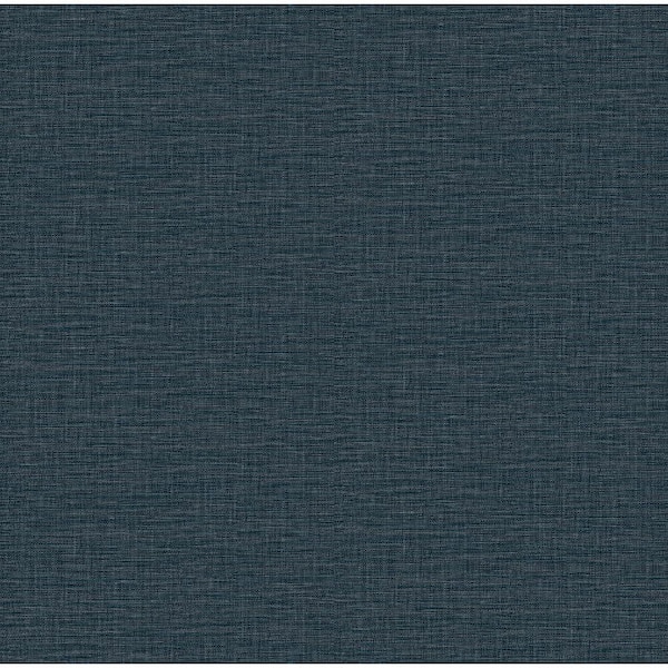 A-Street Prints Lela Navy Faux Linen Wallpaper