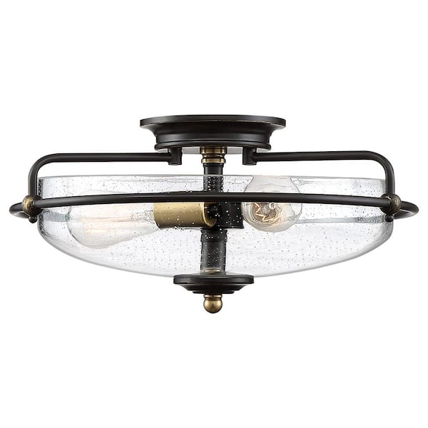 Griffin 17 in. 3-Light Palladian Bronze with Clear Glass Flush Mount