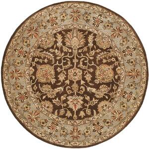 Brown/Light Blue 4 ft. x 4 ft. Round Area Rug