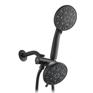 Single-Handle 7-Spray Settings Round Dual Shower Heads High Pressure Shower Faucet with Matte Black