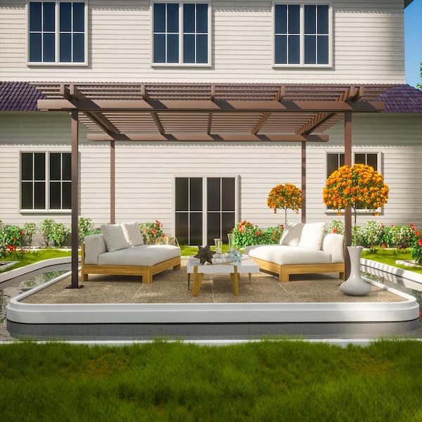Four Seasons Outdoor Living Solutions Contempra 16 ft. x 12 ft. Aluminum Free Standing with 4 posts FSOLFSPG1612BR - Depot