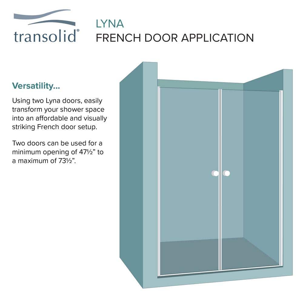 Lyna 70" High x 30" Wide Frameless Shower Door in Brushed Stainless Steel