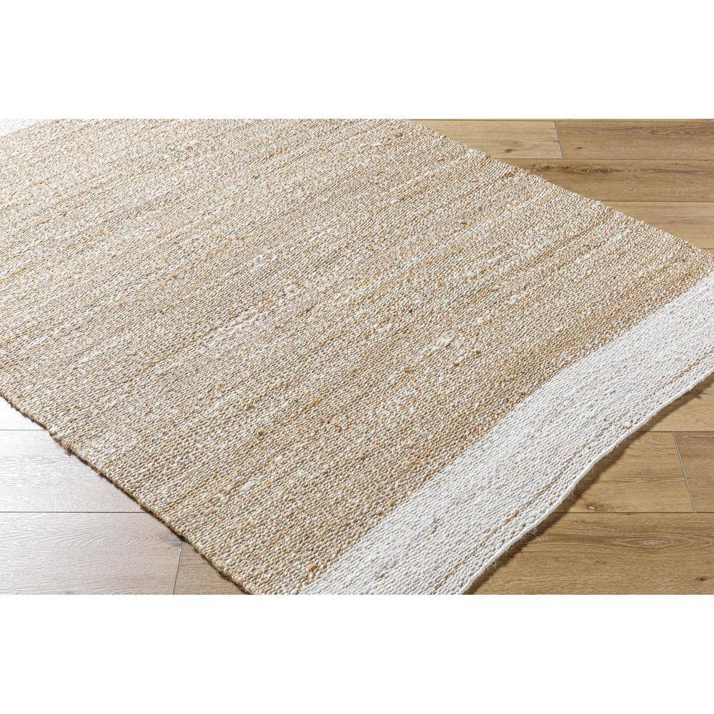 Kamey 9' x 12' Beige and White Flat Woven Synthetic Rug