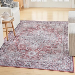 Machine Washable Series 1 Ivory Brick 6 ft. x 9 ft. Distressed Traditional Area Rug