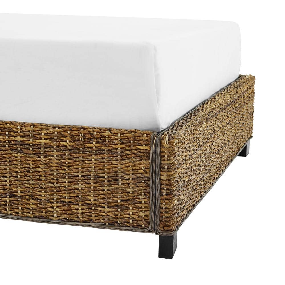 Serena Coastal Queen Bed with Natural Banana Leaf Weave