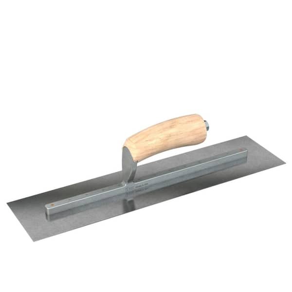 16 in. x 5 in. Carbon Steel Square End Finishing Trowel with Wood Handle