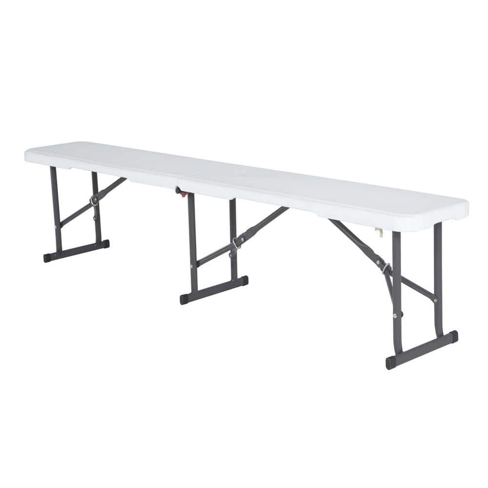 White Granite 6-Foot Fold-In-Half Outdoor Bench