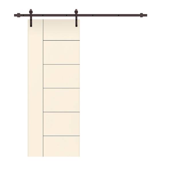 CALHOME Metropolitan Series 36 in. x 80 in. Beige Stained Composite MDF Paneled Interior Sliding Barn Door with Hardware Kit
