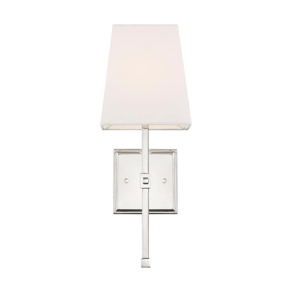 Highline 6 in. 1-Light Polished Nick Vanity Light with White Fabric Shade price history on PriceWatchPro