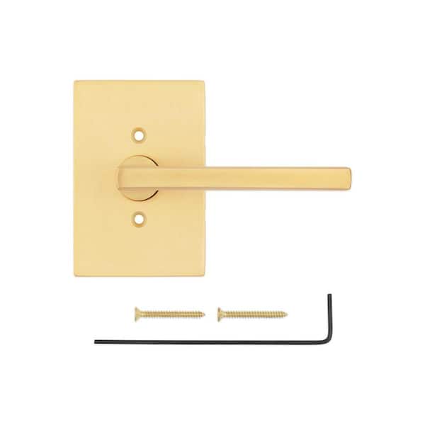 Kwikset Halifax Satin Brass Rectangle Half Dummy Door Handle