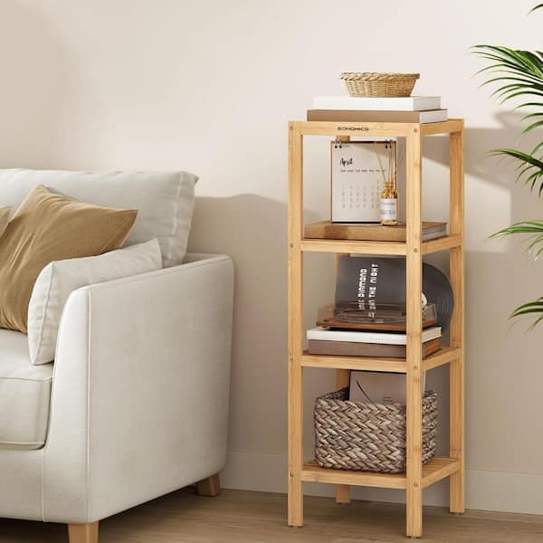 4-Tier Natural Wood Plant Stand (13 in. H W x 38.6 in. H