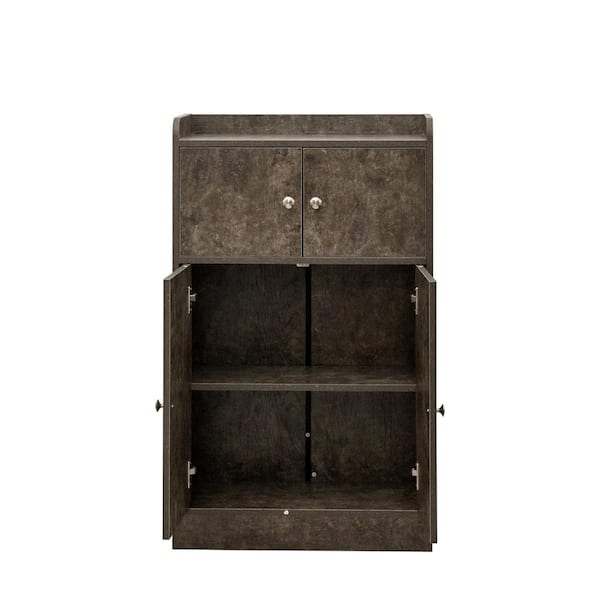 Unbranded 23.6 in. W x 10.6 in. D x 39.3 in. H in Black Brown Wood Ready to Assemble Floor Kitchen Cabinet Door Cupboard Sideboard