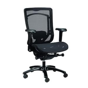 Zabrina Leather Swivel Office Chair in Black with Non Adjustable Arms