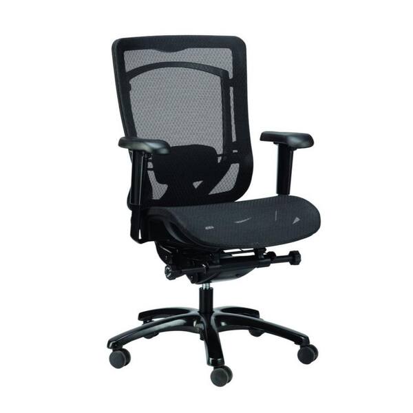 HomeRoots Zabrina Leather Swivel Office Chair in Black with Nonadjustable Arms