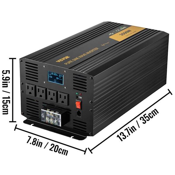 LVYUAN 2500 Watts Pure Sine Wave Power Inverter DC 12V to AC 110V 120V Car  RV Converter With USB LED Display Remote Control 