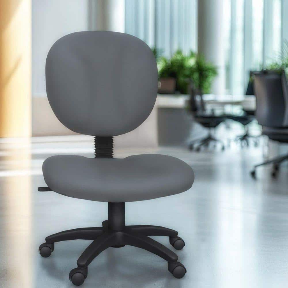 Comfort Series Fabric Swivel Computer Armless Task Chair in Grey