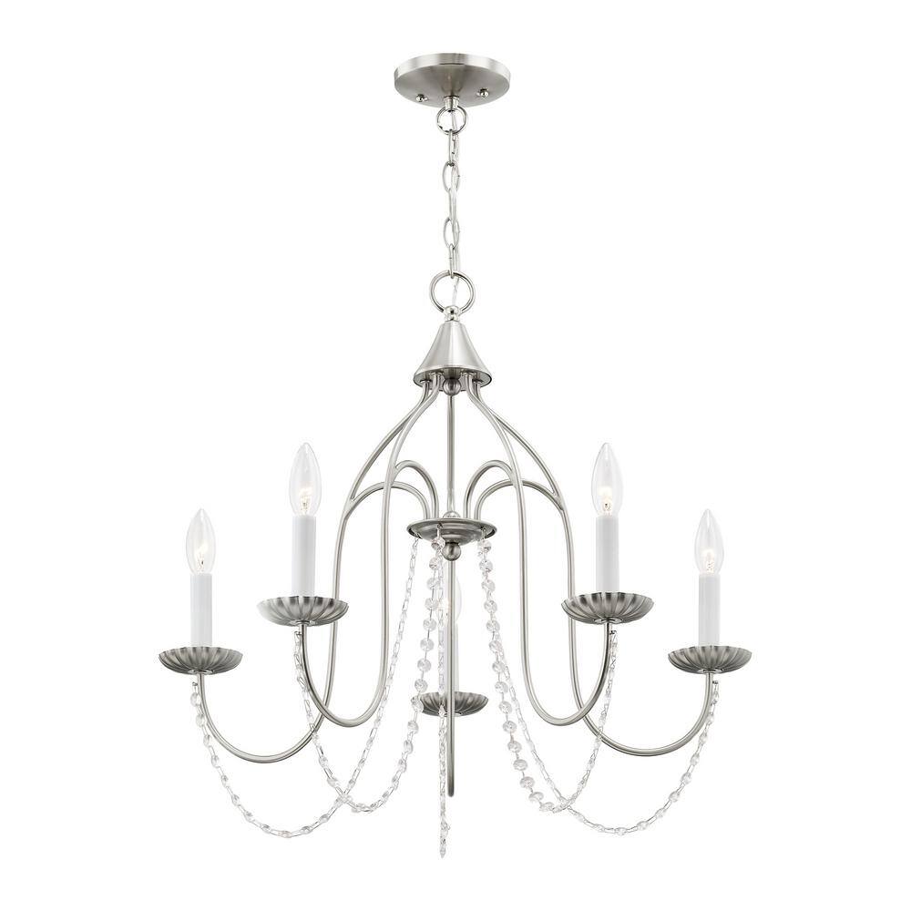 Alessia Brushed Nickel 5-Light Crystal Chandelier