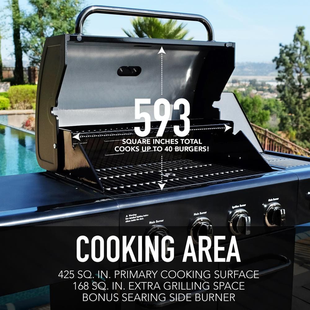 Kenmore Black 4-Burner Propane Gas Grill with Side Burner