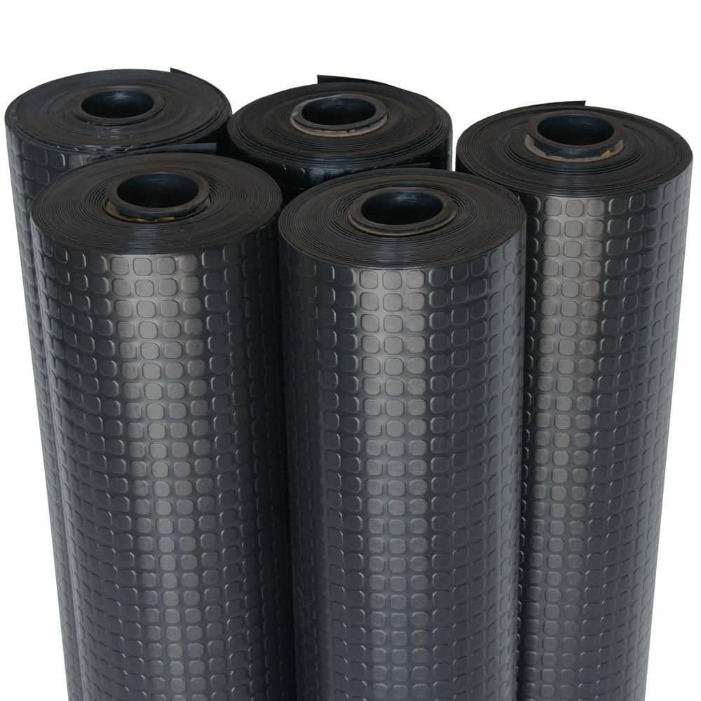 Block-Grip Black PVC Raised Quadrilateral Garage Flooring Roll