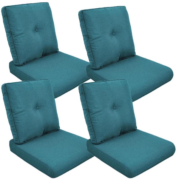 Gymojoy 22 in. x 25 in. 8-Piece Deep Seating Outdoor Lounge Chair Replacement Cushion and Back Pillow in Peacock Blue