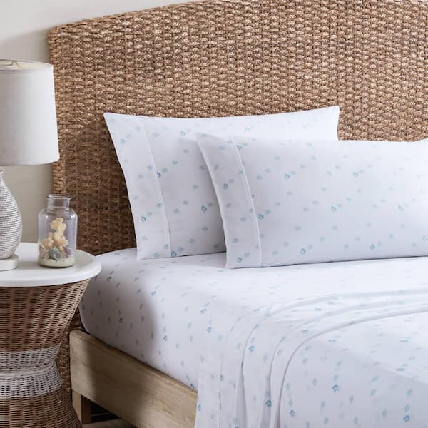 Tommy Bahama Angel Fish 4-Piece Aqua Blue Cool Zone Percale Cotton