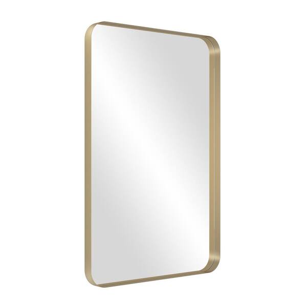 GOSALMON 23.6 in. W x 35.4 in. H Rectangle Metal Frame Gold Mirror, Bathroom Make Up Vanity