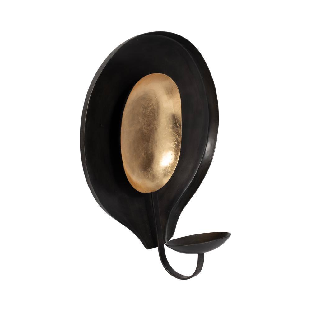 15" Black and Gold Iron Round Votive Holder