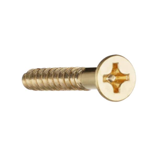 #10 x 1-1/2 in. Brass Phillips Flat Head Wood Screw (2-Pack)