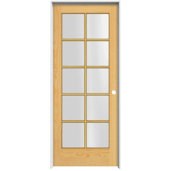 JELD-WEN Woodgrain 10-Lite Unfinished Pine Prehung Interior Door with Primed Jamb-DISCONTINUED