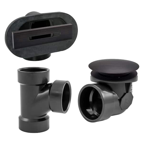 Westbrass Sch. 40 ABS 1-1/2" Coarse Thread Tip-Toe Drain and Linear Overflow Faceplate in Antique Bronze