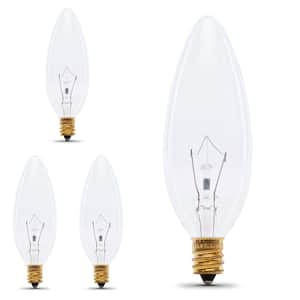 25-Watt B10 E12 Clear Blunt Tip Double Life Incandescent Light Bulb, Soft White 2700K (4-Pack)