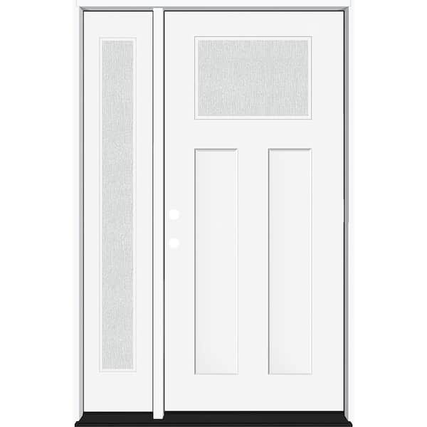 Steves & Sons Legacy 51 in. x 80 in. 1/4 Toplite Rain Glass RHIS Primed Unfinished Fiberglass Prehung Front Door w/12 in. SL