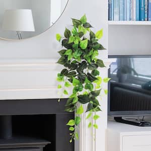 LIVING LUXURY 35 in. Artificial Philodendron Ivy Leaf Vine Hanging Plant  Greenery Foliage Bush 83923-GR - The Home Depot