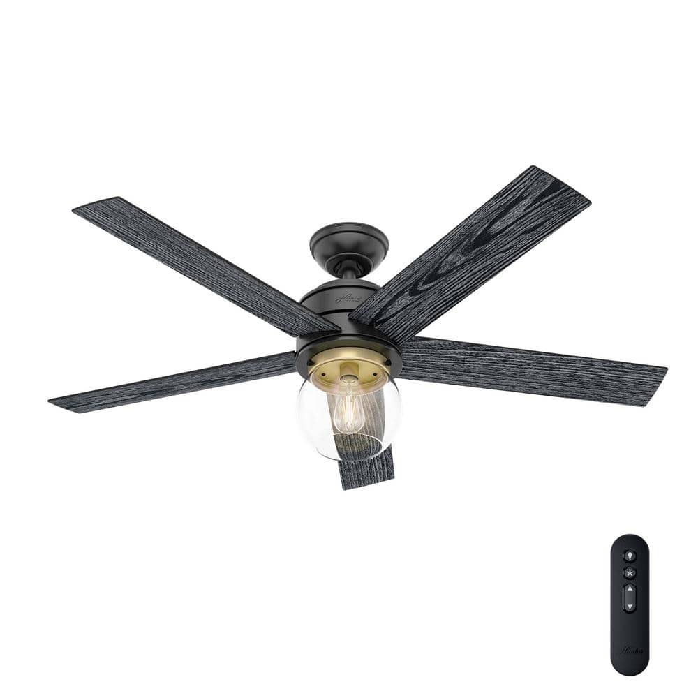 Hunter Freya 52 in. LED Indoor Matte Black Ceiling Fan with Light and Remote 50490 Sansujyuku sansujyuku.com
