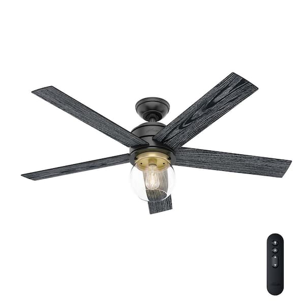 Hunter Freya 52 in. LED Indoor Matte Black Ceiling Fan with Light and Remote