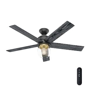 Hunter Freya 52 Inch LED Indoor Matte Black Ceiling Fan with Light and Remote