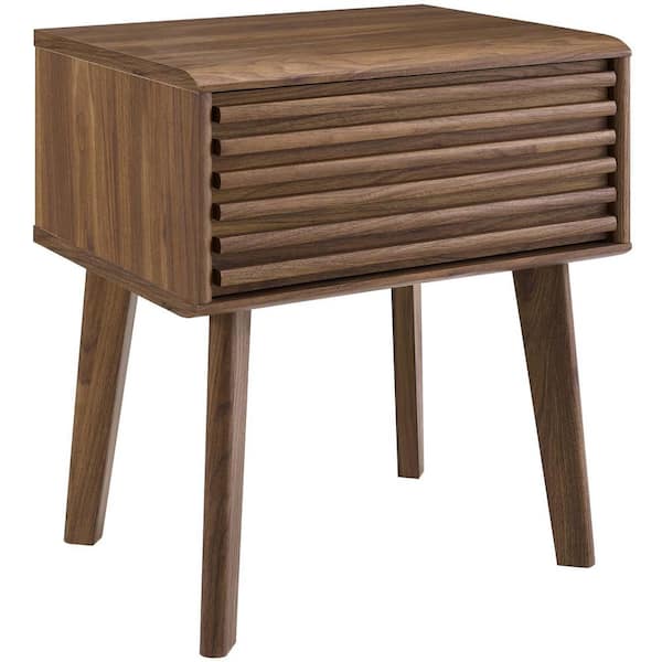 MODWAY Render Walnut End Table Nightstand EEI-3345-WAL - The MODWAY Render Walnut End Table Nightstand EEI-3345-WAL - The