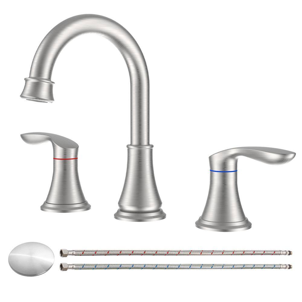 8 in. Widespread 2-Handle Bathroom Faucet With Pop-up Drain Assembly in Bru