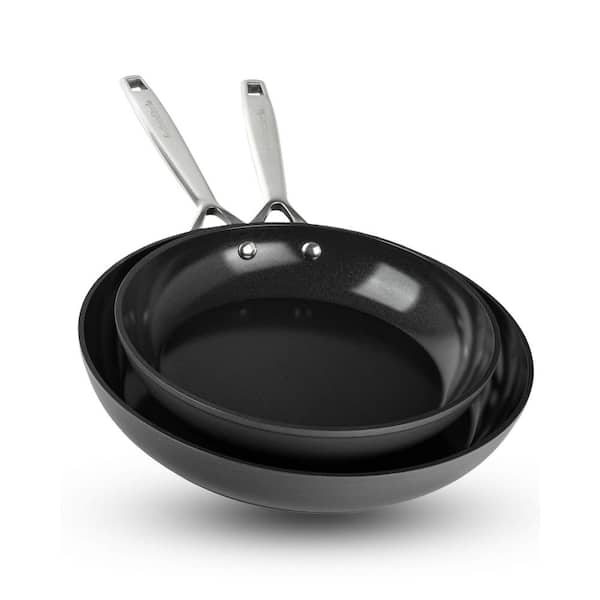 Gotham Steel Professional 2x Hard Anodized 2-Piece Black Aluminum Ceramic Non-Stick Induction 10" + 12" Skillet Set