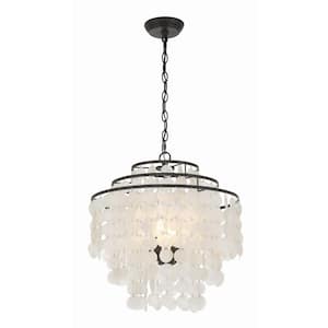 Brielle 4-Light Dark Bronze Capiz Chandelier