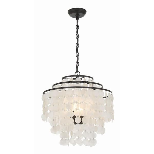 Crystorama Brielle 4-Light Dark Bronze Capiz Chandelier
